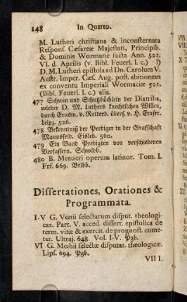 148-238, Dissertationes, Orationes & Programmata.