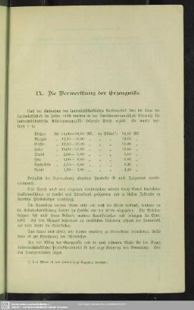 IX. Die Verwerthung der Erzeugnisse