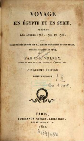 Voyage en Égypte et en Syrie pendant 1783, 1784, 1785