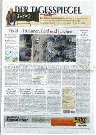 Berliner Tageszeitung "Der Tagesspiegel" zum Erdbeben in Haiti