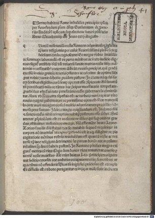 Sermo super electione futuri pontificis : Rom, 1484. 08. 26.