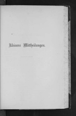 Kleinere Mittheilungen