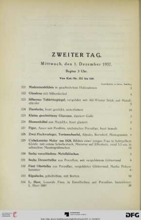 Zweiter Tag: Mittwoch, den 1. Dezember 1937, Beginn 3 Uhr (Nr. 321-650)