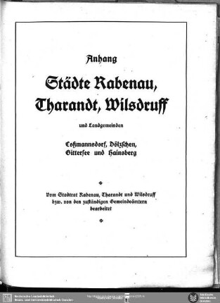 Städte Rabenau, Tharandt, Wilsdruff und Landgemeinden Coßmannsdorf, Dölzschen