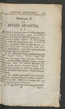 Membrum II. De Aetate Argentea