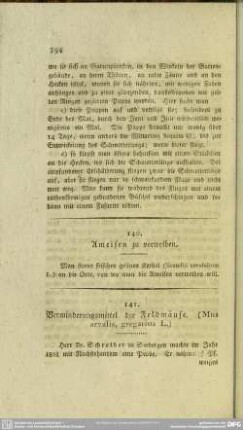 141. Verminderungsmittel der Feldmäuse. (Mus arvalis, gregarius L.)
