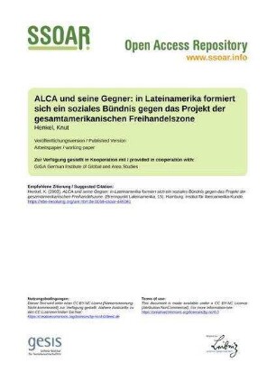 ALCA und seine Gegner: in Lateinamerika formiert sich ein soziales Bündnis gegen das Projekt der gesamtamerikanischen Freihandelszone