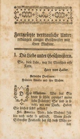 I. Die Liebe unter Geschwistern