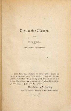 Die zweite Mutter : Autorisierte Übersetzung