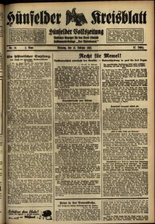 Zweite Ausgabe vom Dienstag, den 16. Februar 1932.