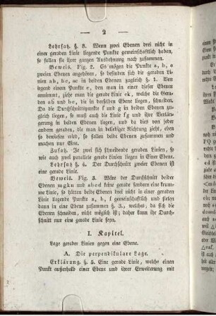 I. Kapitel. Lage gerader Linien gegen eine Ebene.