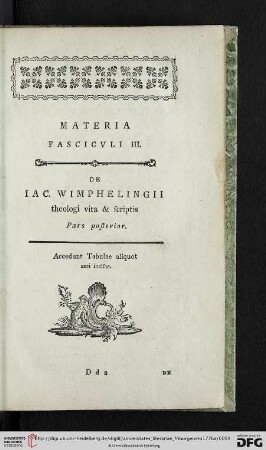 Materia Fasciculi III.