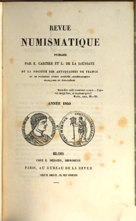 Revue numismatique : RN. 15. 1850
