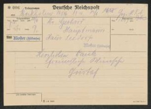 Brief von Gustaf  an Gerhart Hauptmann
