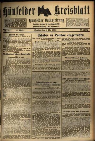 Erste Ausgabe vom Samstag, den 03. Mai 1930.