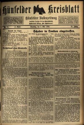 Erste Ausgabe vom Samstag, den 03. Mai 1930.