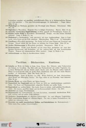Textilien – Stickereien – Kostüme (Nr. 188-203)