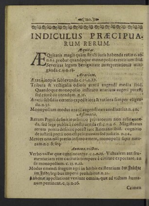 Indiculus praecipuarum rerum.