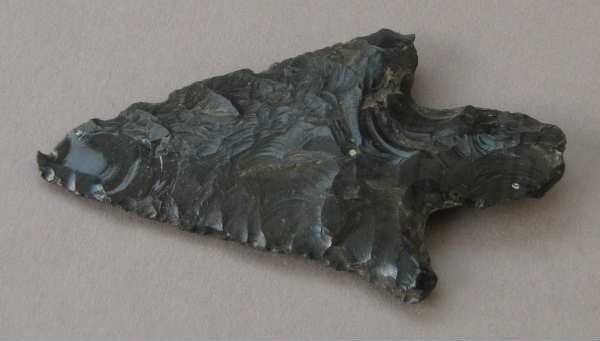 Arrowhead made from obsidian