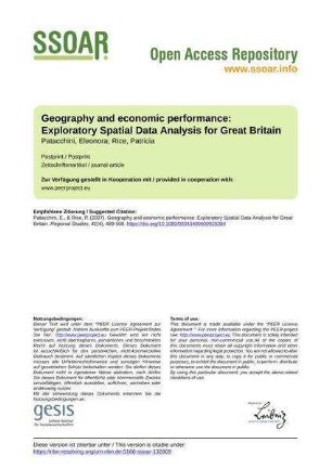 Geography and economic performance: Exploratory Spatial Data Analysis for Great Britain