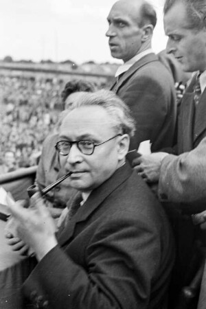 Protestkundgebung am 24. Juni 1948 auf dem Hertha Sportplatz im Bezirk Wedding zur Berlin-Blockade