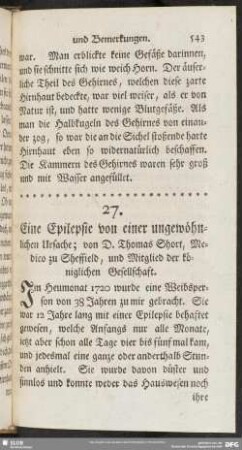 Eine Epilepsie von einer ungewöhnlichen Ursache