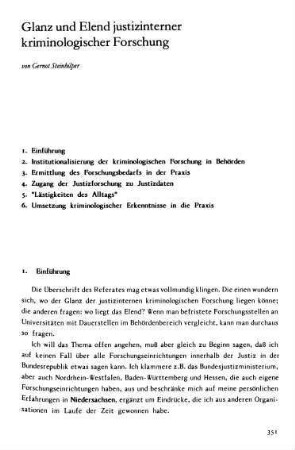 351-366, Glanz und Elend justizinterner kriminologischer Forschung