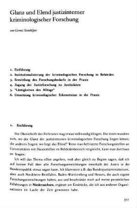 351-366, Glanz und Elend justizinterner kriminologischer Forschung