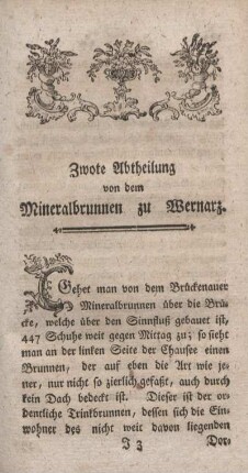Zwote Abtheilung von dem Mineralbrunnen zu Wernarz
