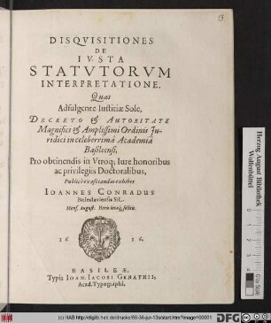 Disquisitiones De Iusta Statutorum Interpretatione