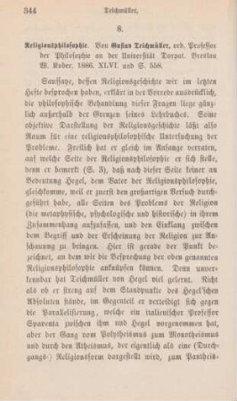 344-349 [Rezension] Teichmüller, Gustav, Religionsphilosophie