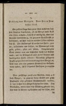 3. Prüfung des Mergels. Vom Herrn Professor Link