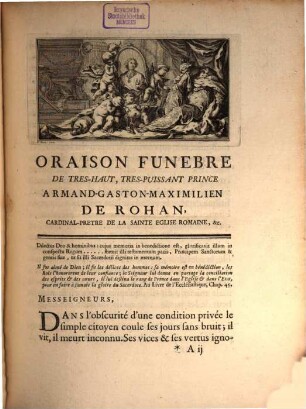 Oraison funebre de très-haut, très-puissant prince Armand-Gaston-Maximilien de Rohan, Cardinal-prestre de la sainte église romaine, evesque de Strasbourg ... : prononće ... le 15. Septembre 1749