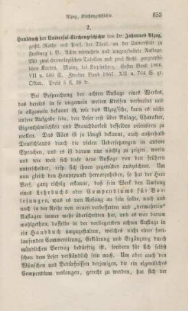 653-661 [Rezension] Alzog, Johann Baptist, Handbuch der Universal-Kirchengeschichte