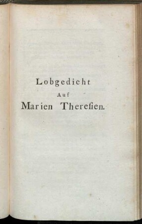 Lobgedicht Auf Marien Theresien.