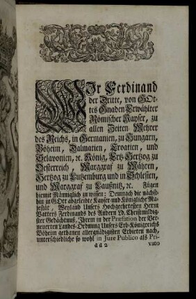 Wir Ferdinand der Dritte,...