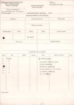 African Music Rostrum 1972