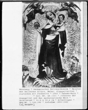 Klappaltärchen — Schauseite — Flügel: Johannes der Evangelist und das apokalyptische Weib