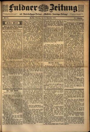 Erste Ausgabe vom Dienstag, den 15. November 1898.