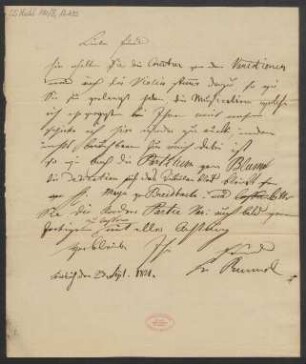 Brief an B. Schott's Söhne : 23.09.1821