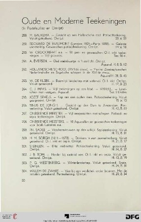 Oude en Moderne Teekeningen (Nr. 288-306)