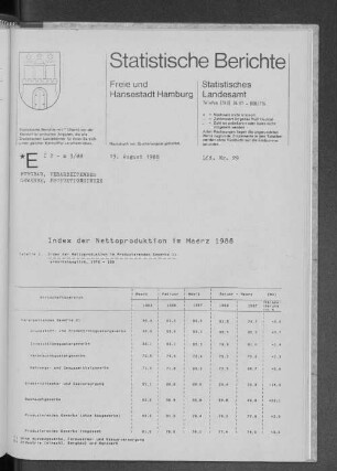 Index der Nettoproduktion im Maerz 1988 : Lfd. Nr. 29