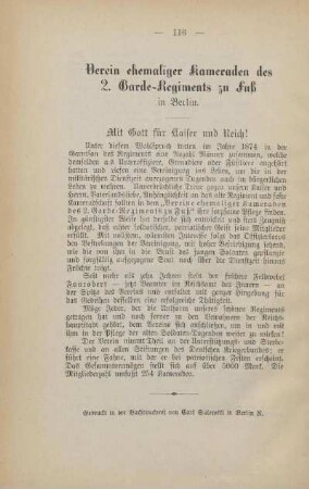 Verein ehemaliger Kameraden des 2. Garde-Regiments zu Fuß in Berlin