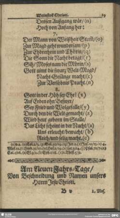Am Neuen Jahrs-Tage, Von Beschneidung und Namen unsers Herrn Jesu Christi