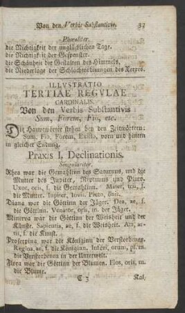 Illustratio Tertiae Regulae Cardinalis. Von den Verbis Substantivis Sum, Forem, Fio, etc.