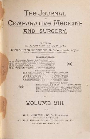 The Journal of comparative medicine and surgery. 8,4. 1887