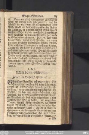 LXI. Vom bösen Gewissen. Feuer im Busen, Prov. 16, 27.