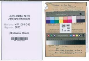 Entnazifizierung Hanna Stratmann , geb. 10.12.1897 (Lehrerin)