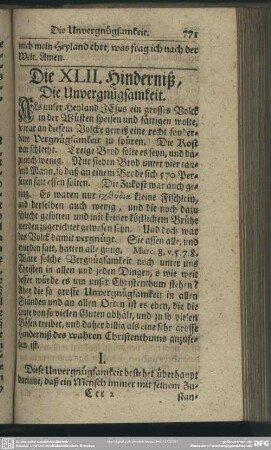 Die XLII. Hinderniß. Die Unvergnügsamkeit