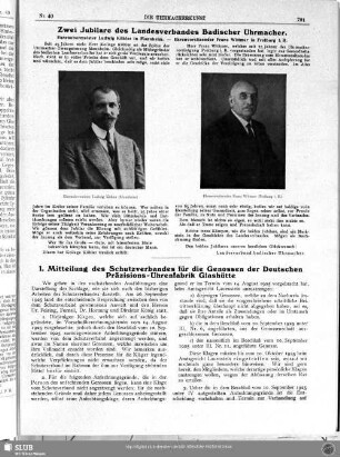 1. Mitteilung des Schutzverbandes für die Genossen der Deutschen Präzisions-Uhrenfabrik Glashütte